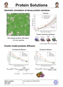 Atomistic simulation of dense protein solutions - Cluster model predicts diffusion